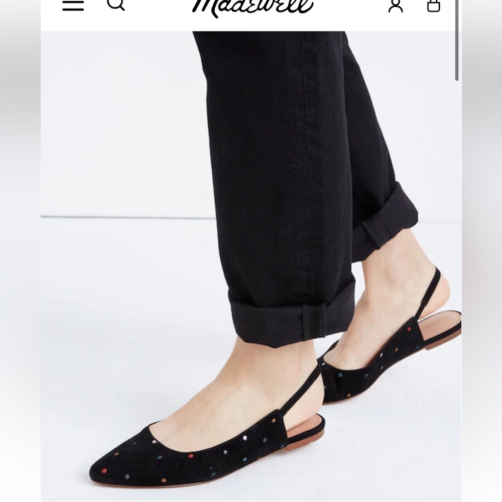 Madewell Margot Slingback Flat in Embroidered Suede